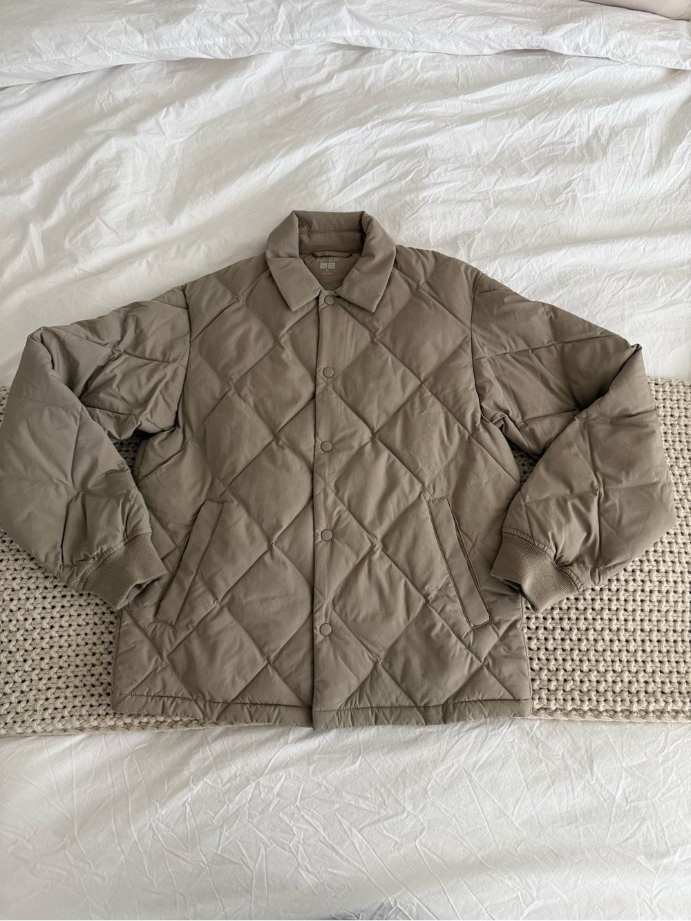 Quilted Button-Front Jacket - Taupe
